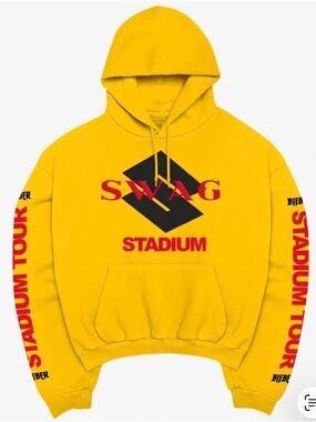 Justin Bieber Coachella Skylrk SWAG Stadium Yellow Hoodie